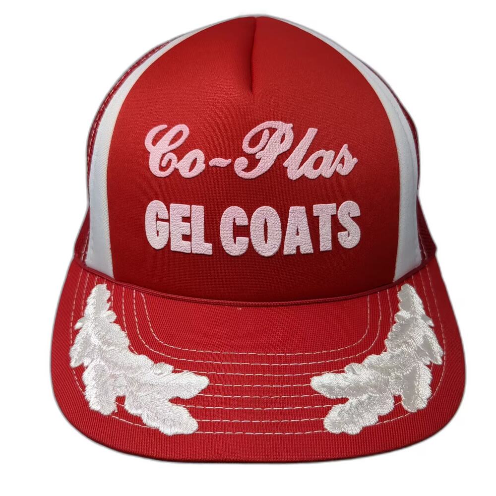 Co-Plas Gel Coats Headwear Trucker Hat Red White One Size Scrambled Eggs Mesh